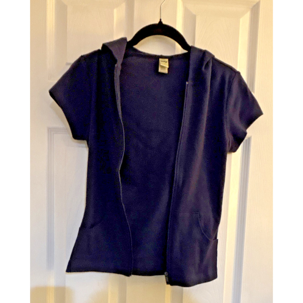 Kavio! Women's Short Sleeve Full Zip Hoodie Blue Cotton Small - Picture 3 of 10